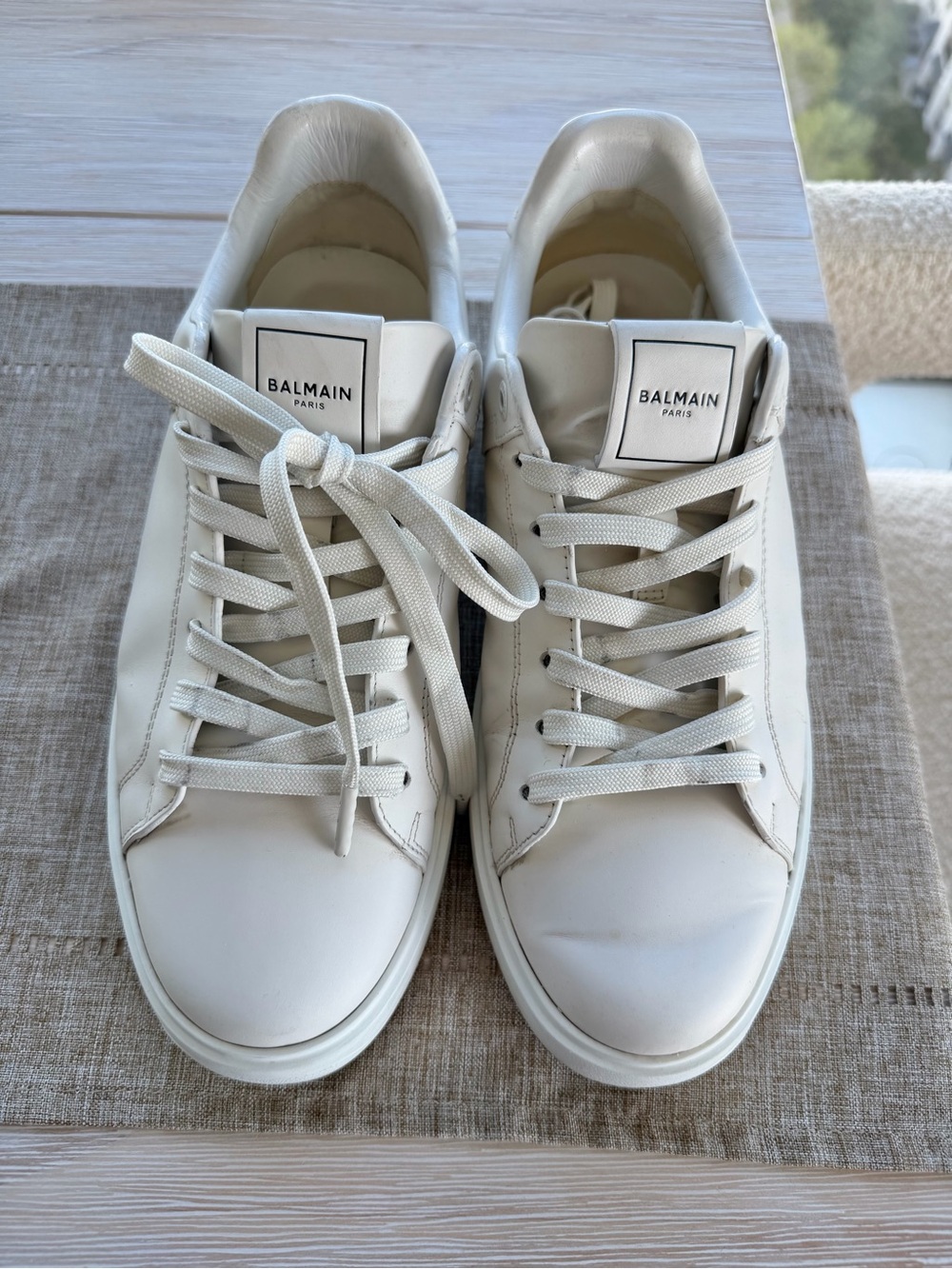 Balmain White Leather Sneaker Interior Label Detail